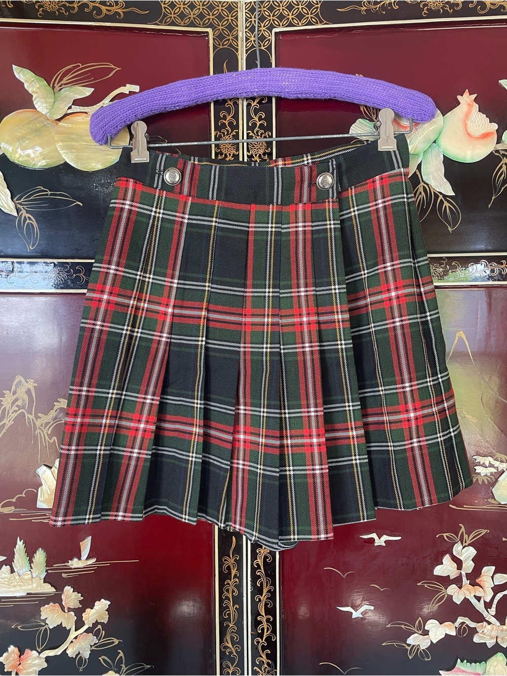 90s preppy plaid mini skort